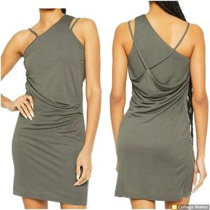 New Helmut Lang Scala Mini Dress in Slate Gray Sleeveless Women's Size Large L